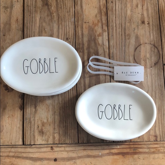 Rae Dunn Other - Rae Dunn Set of 4 Gobble Thanksgiving Oval Plates